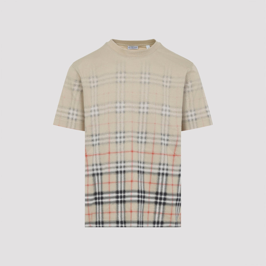 Sand Ip Check Beige Cotton Ryan Degrade T-Shirt