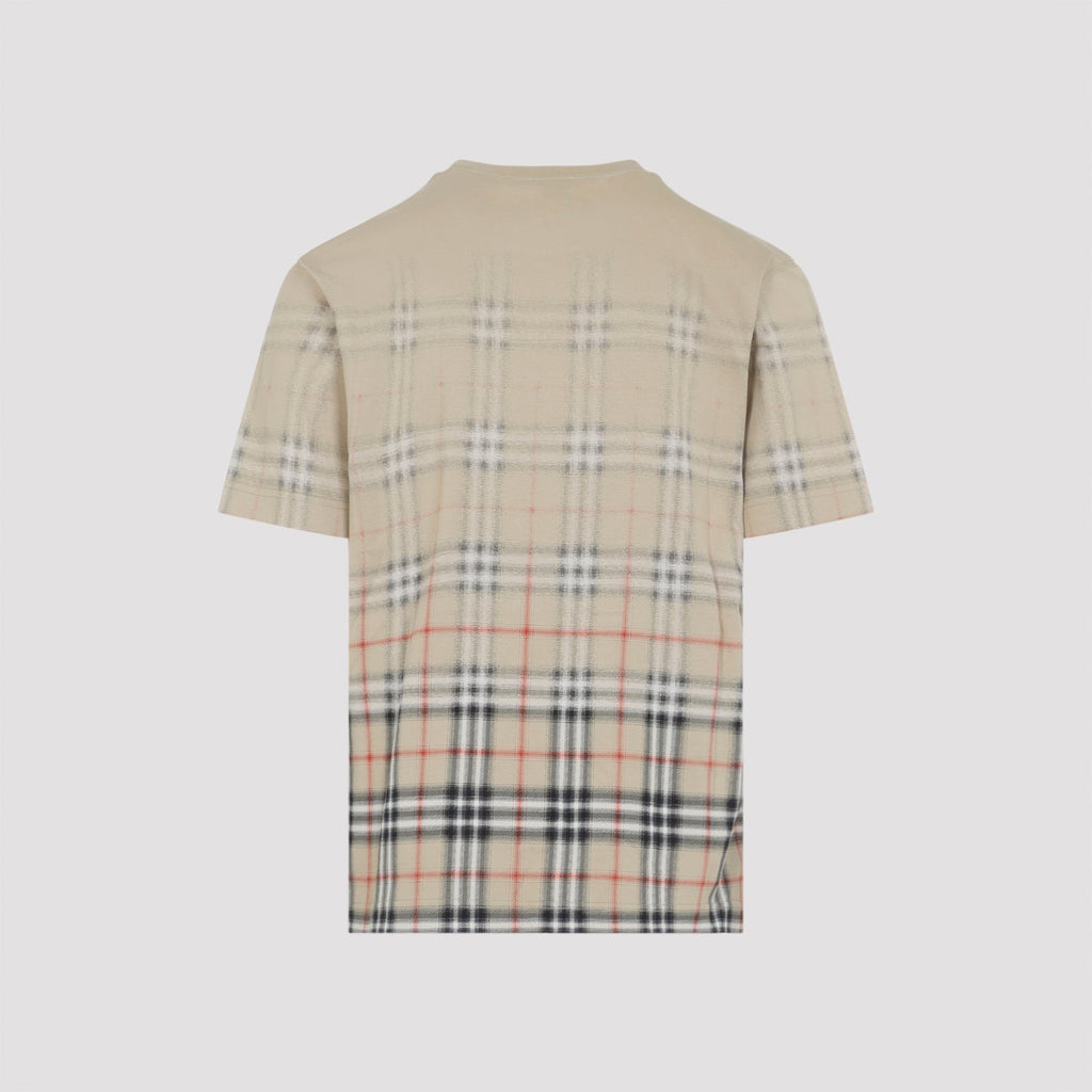 Sand Ip Check Beige Cotton Ryan Degrade T-Shirt