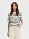 SELECTED Essential SS Striped Boxy Tee in Cashmere Blue, Multi Strip