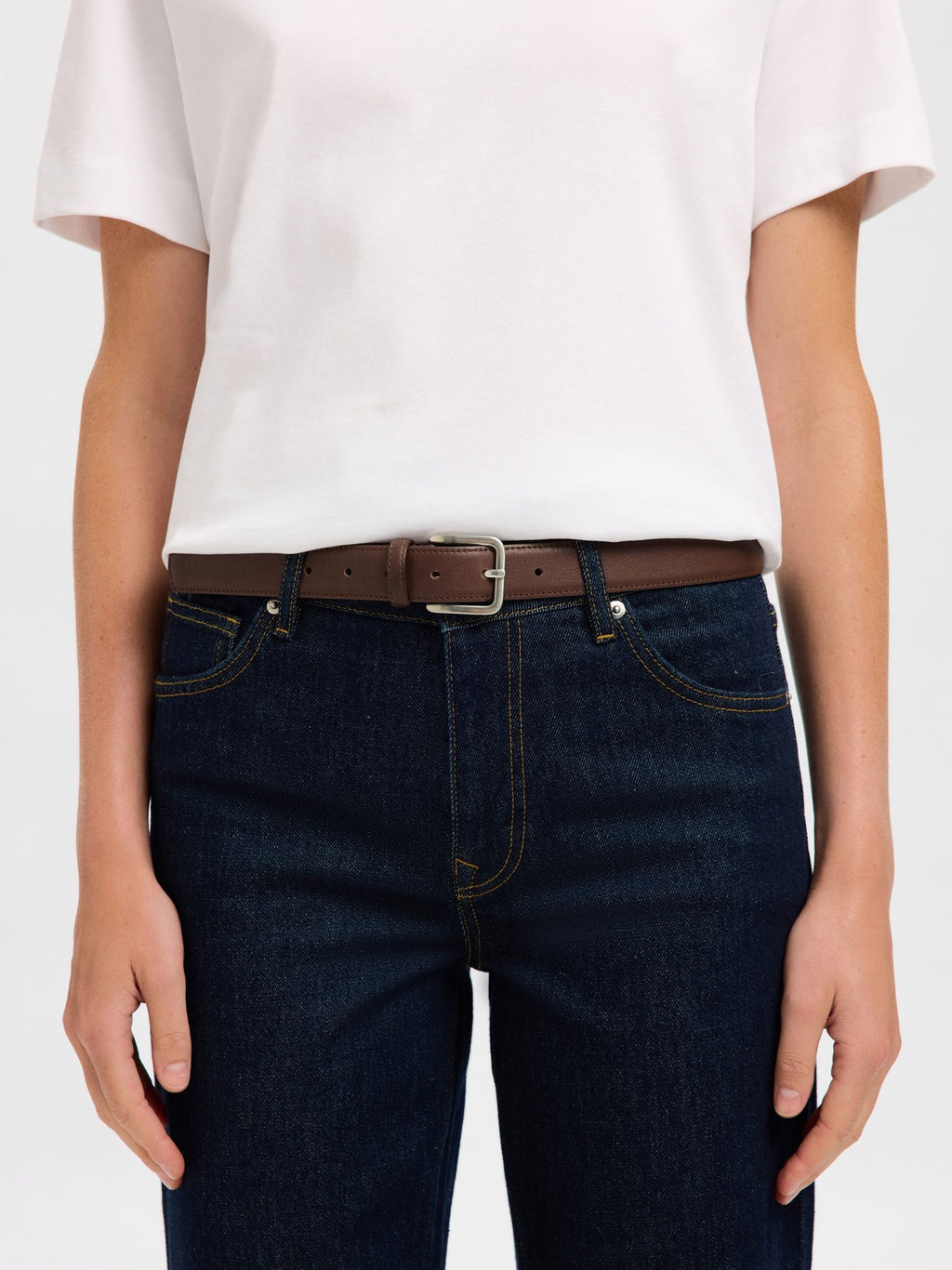 SELECTED Clara Leather Belt in Demitasse