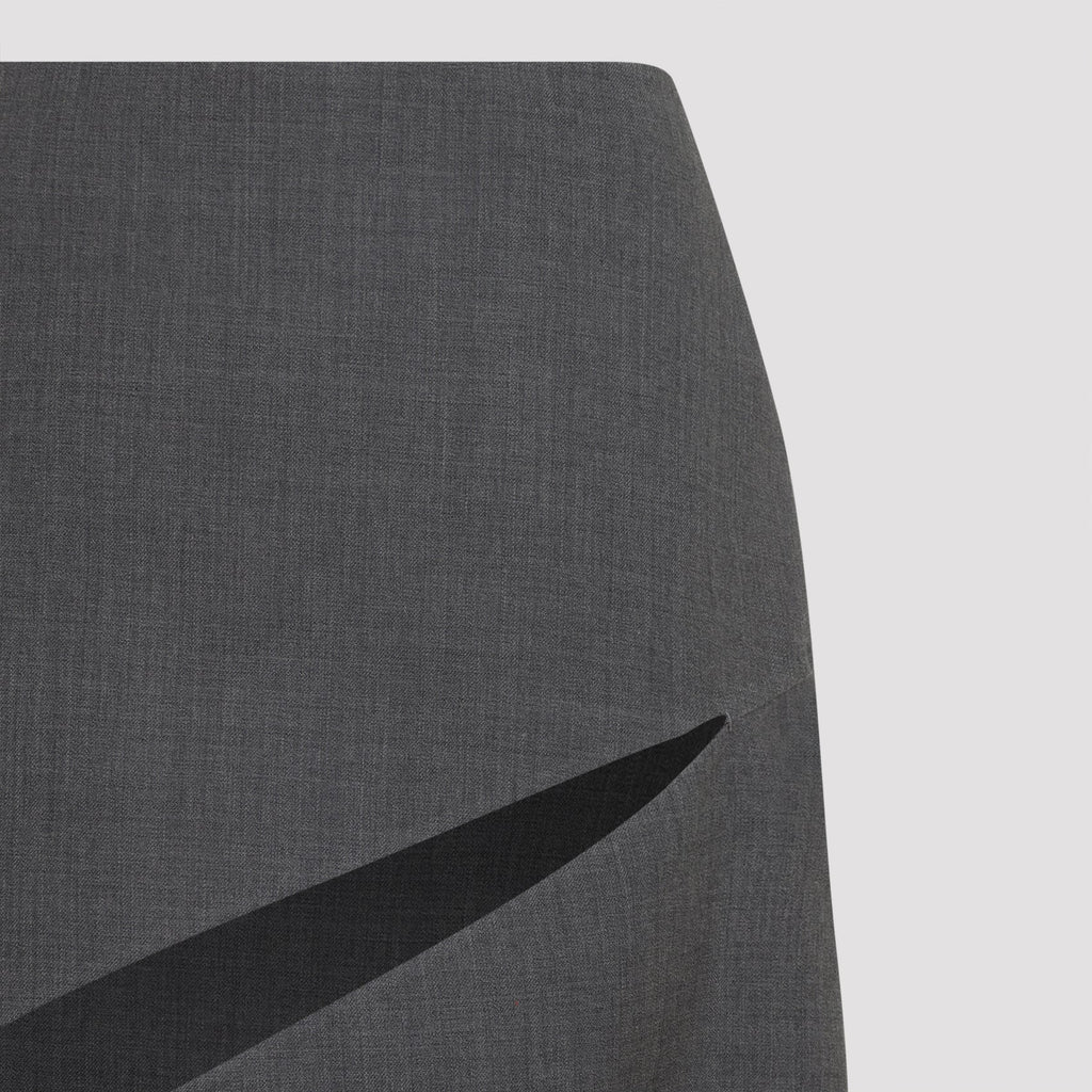 Fog Grey Virgin Wool Midi Skirt