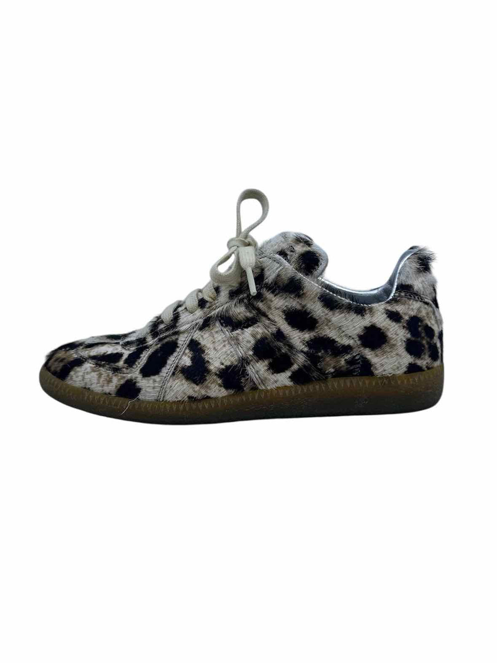 MAISON MARGIELA Size 6 Black, beige PONY HAIR Animal Print Sneakers