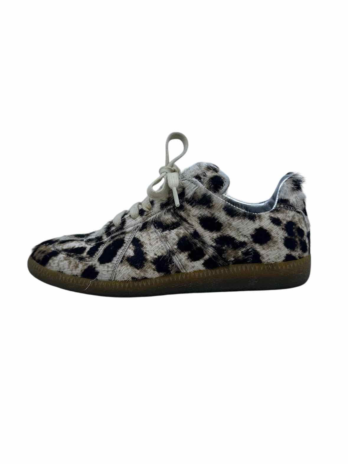 MAISON MARGIELA Size 6 Black, beige PONY HAIR Animal Print Sneakers