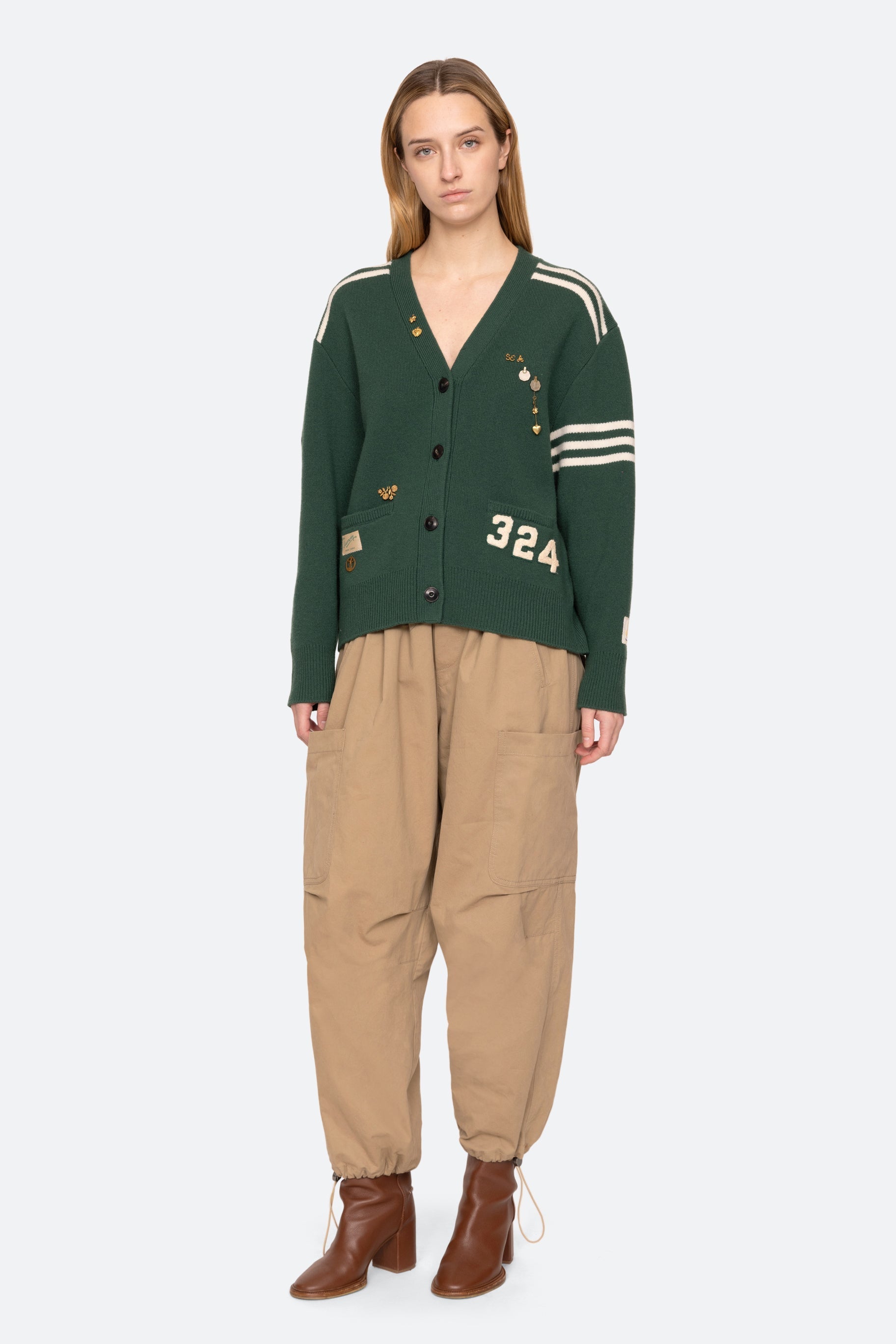 SEA NEW YORK ARTHER VARSITY KNIT CARDIGAN