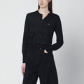 Black wool and silk cardigan