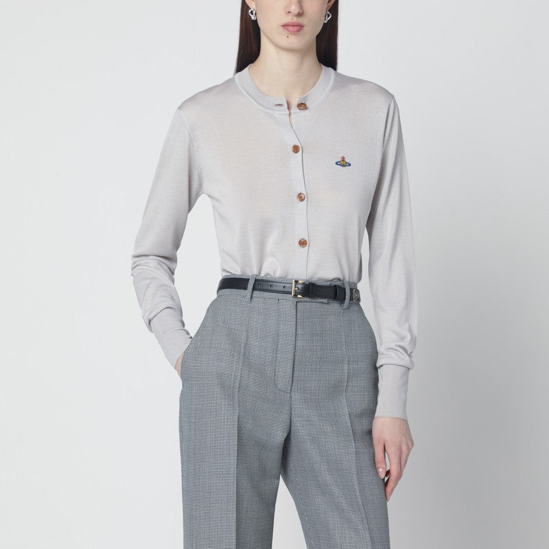 Light grey wool and silk cardigan