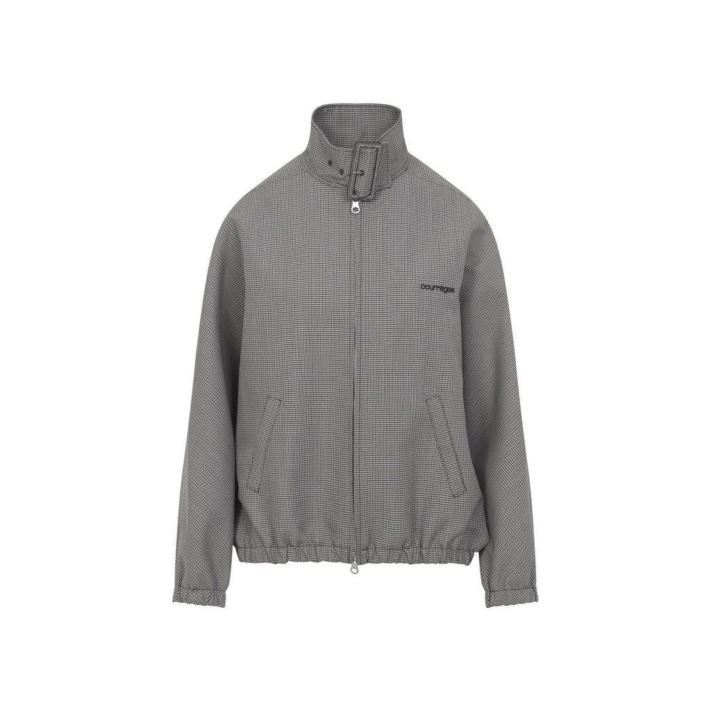 Buckle Houndstooth Bomber Jacket