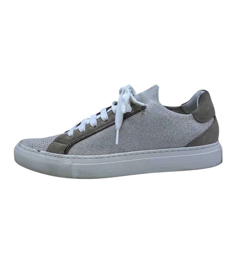 BRUNELLO CUCINELLI Size 8.5 Silver, Grey FlyKnit Shimmery Sneakers