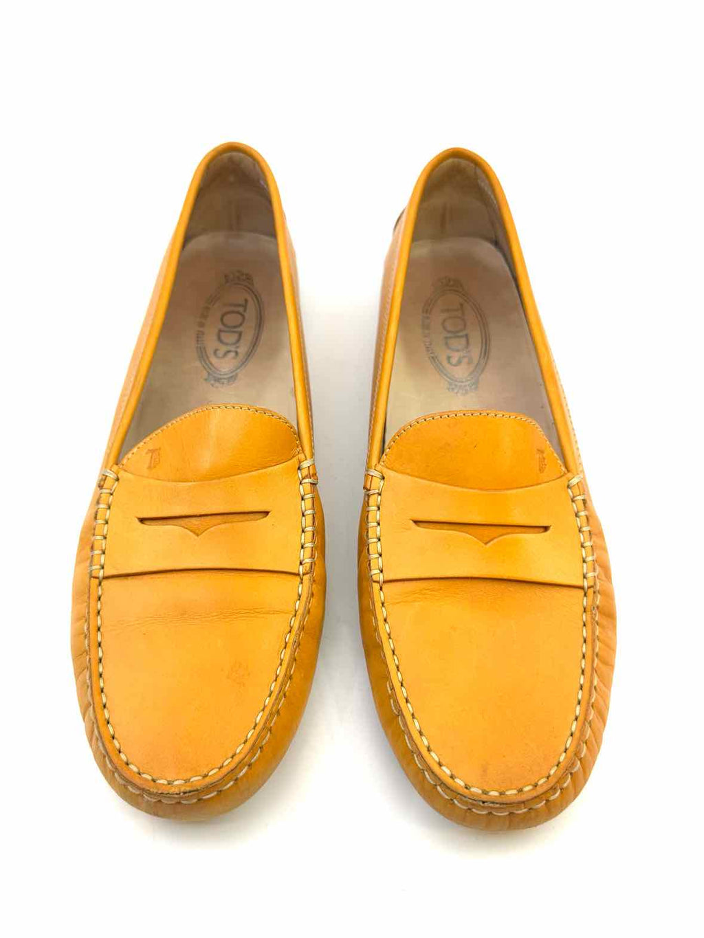 TOD'S Size 12 Mustard Leather Loafers