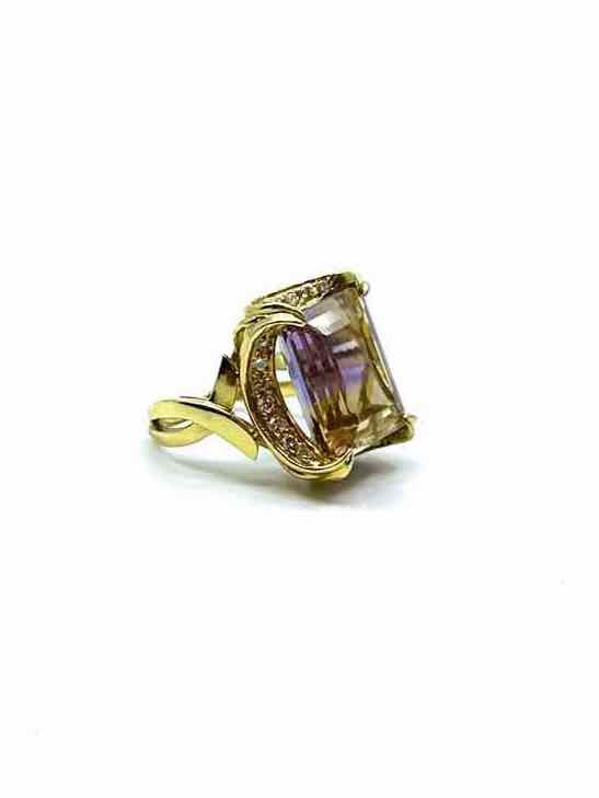 14K Ametrine Diamond Ring
