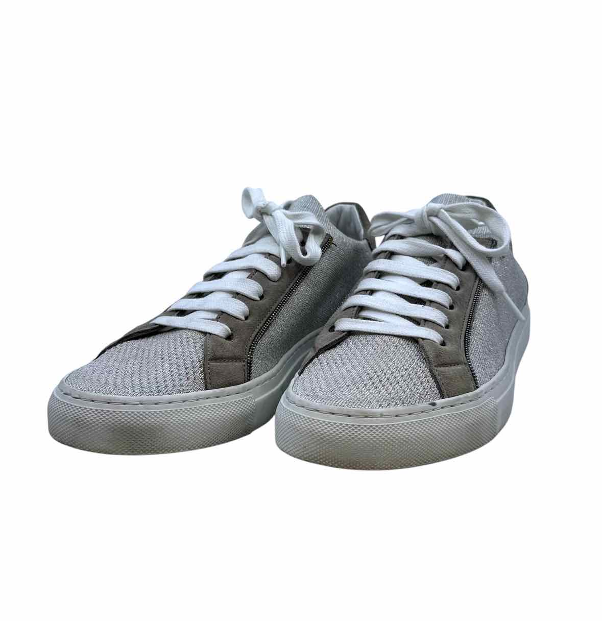 BRUNELLO CUCINELLI Size 8.5 Silver, Grey FlyKnit Shimmery Sneakers