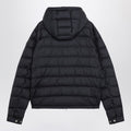Navy blue short hooded down jacket