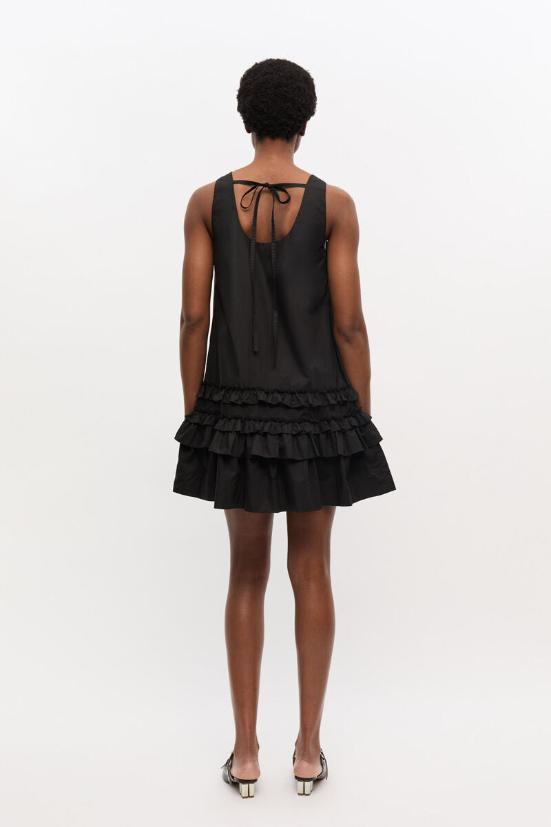 Ganni Cotton Poplin U-neck Mini Dress