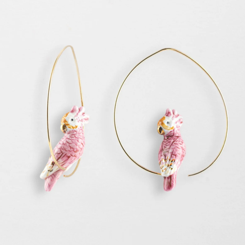 Nach Pink Cockatoo Hoop Earrings