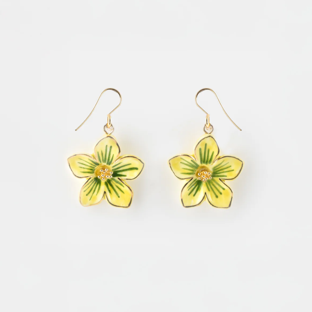Nach Yellow Flower Pendant Earrings