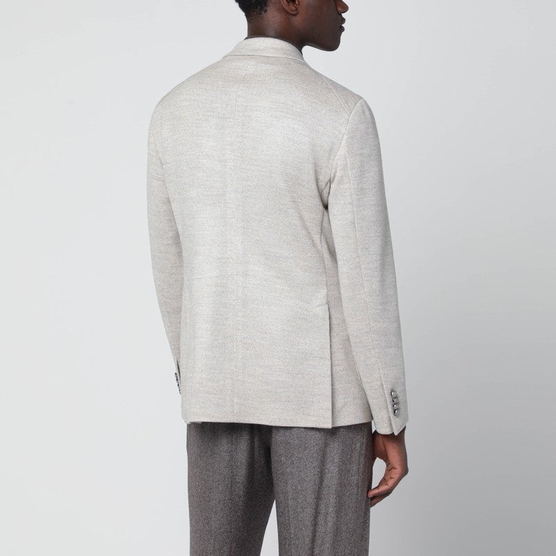 Beige double-breasted wool-blend jacket