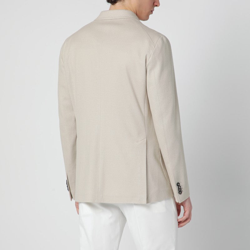 Beige double-breasted cotton jacket
