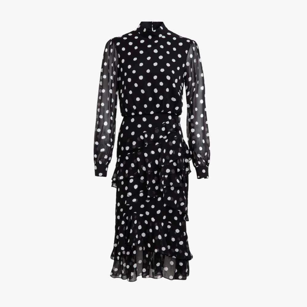 Saloni Isa Ruffle Dress - Mono Dot