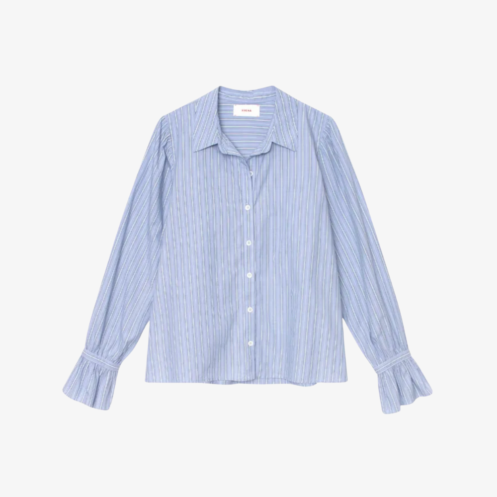 Xirena Sybil Shirt - Chambray Teal Stripe
