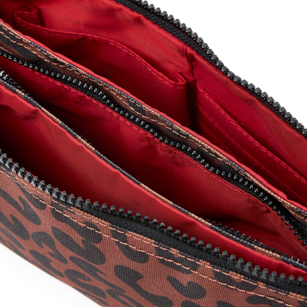 ROKA Carnaby Crossbody XL Leopard Print Recycled Canvas Bag