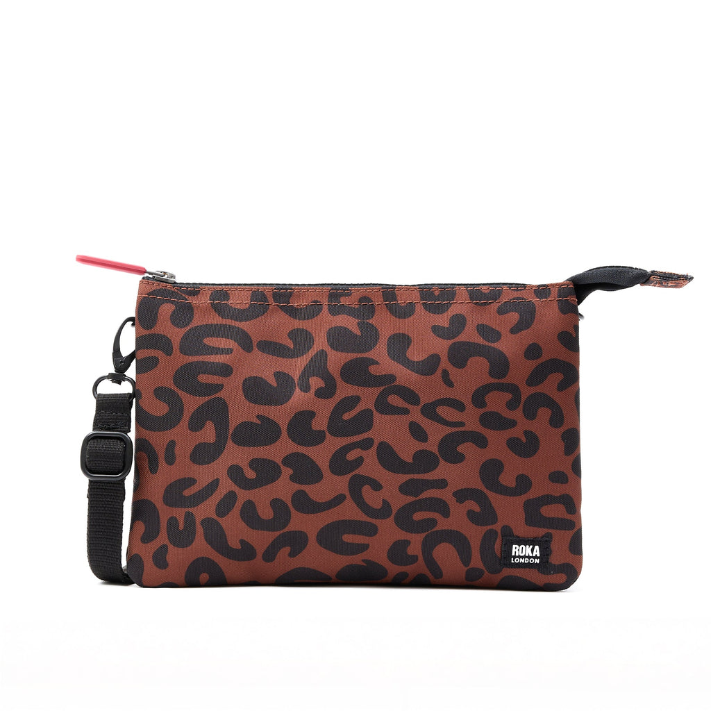ROKA Carnaby Crossbody XL Leopard Print Recycled Canvas Bag