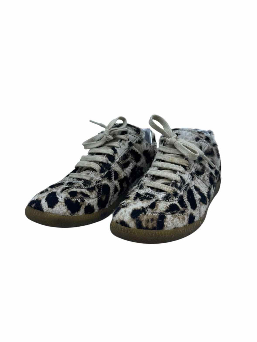 MAISON MARGIELA Size 6 Black, beige PONY HAIR Animal Print Sneakers