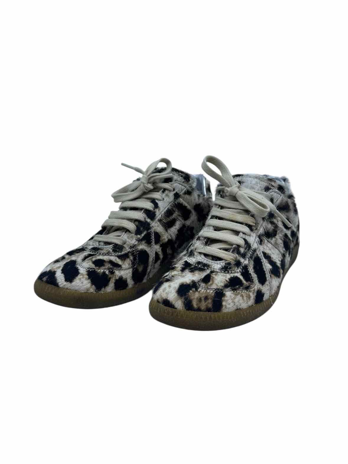MAISON MARGIELA Size 6 Black, beige PONY HAIR Animal Print Sneakers