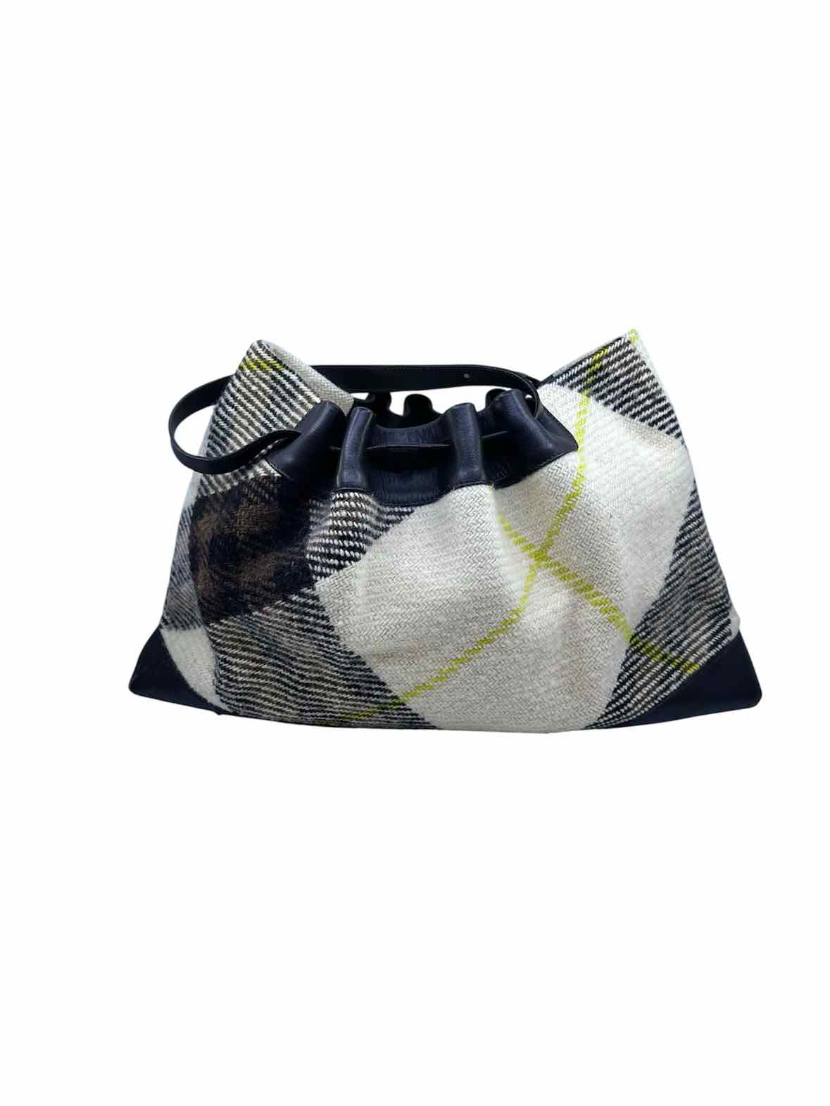 BUBELERY Beige, Brown Wool Plaid Handbag