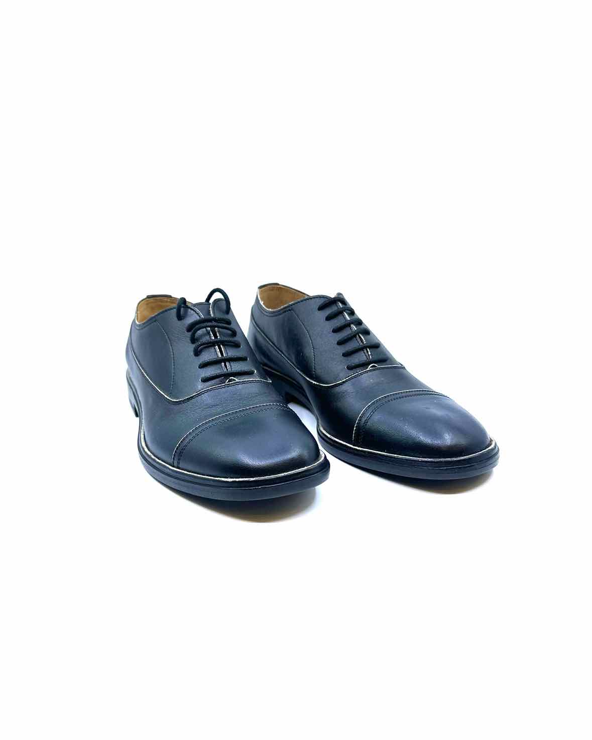 MARTIN MARGIELA Size 6.5 Black Leather Oxfords