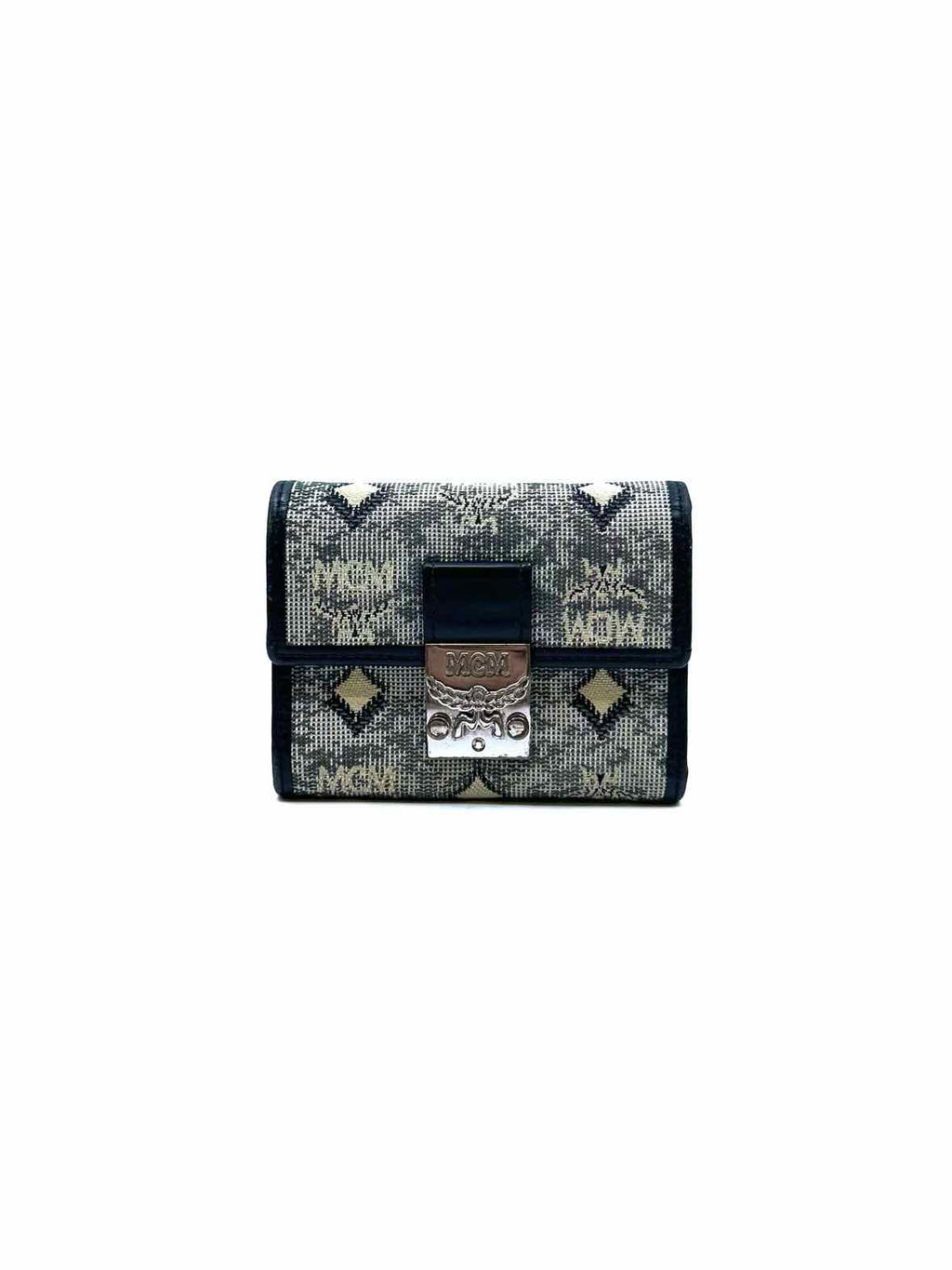 MCM Black, Cream Canvas Monogram Wallet
