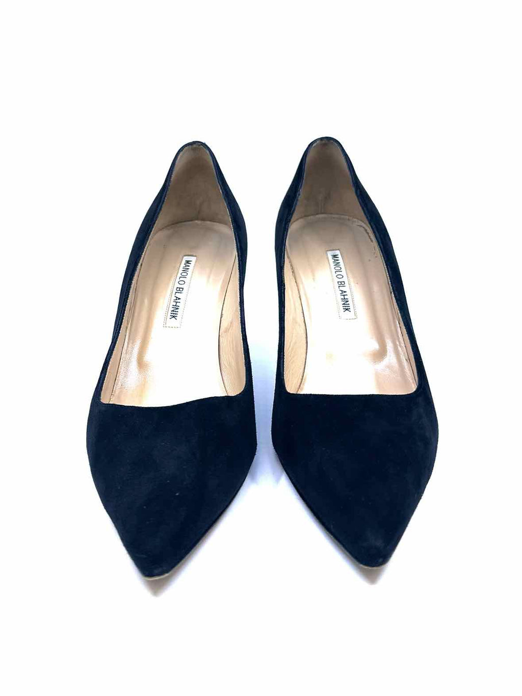MANOLO BLAHNIK Size 10.5 Black Suede Pumps