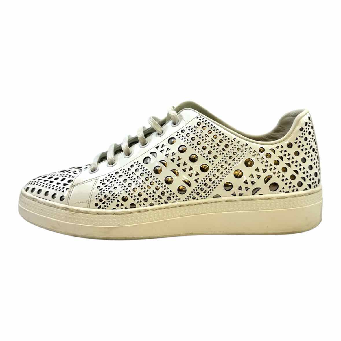 ALAIA Size 9 White Patent Leather Sneakers