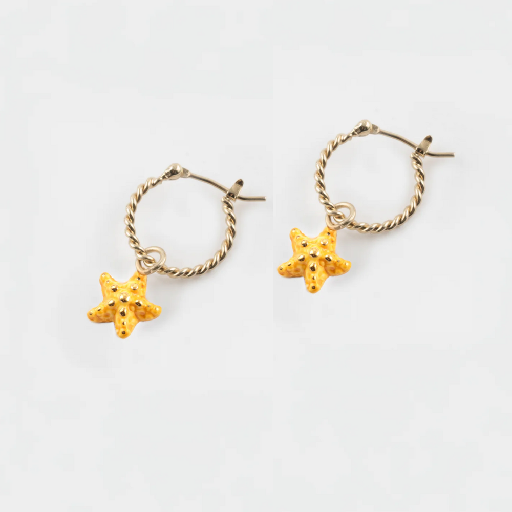 Nach Mini Yellow Starfish Hoop Earrings