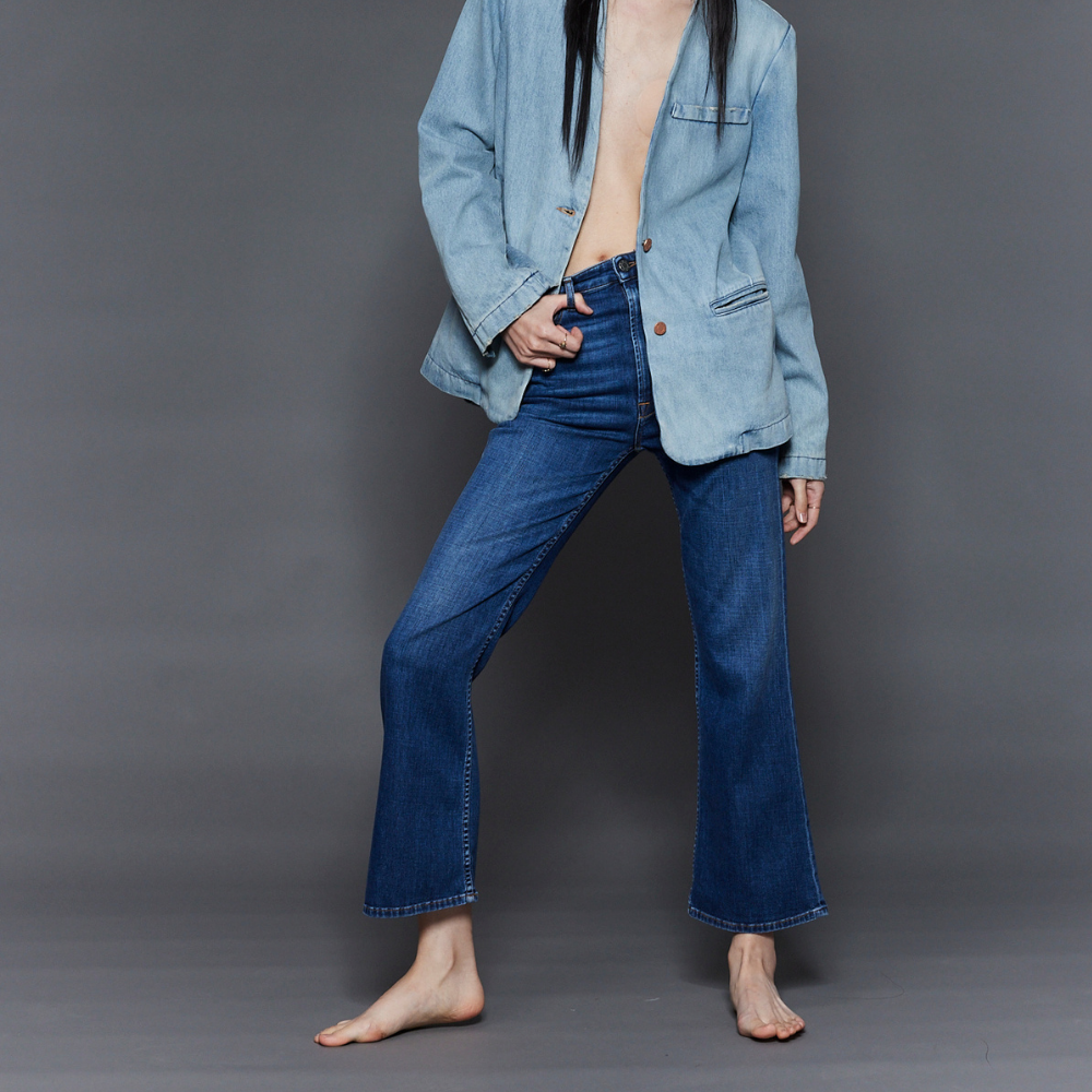 3x1 Empire Crop Flare Jeans - Lake Blue