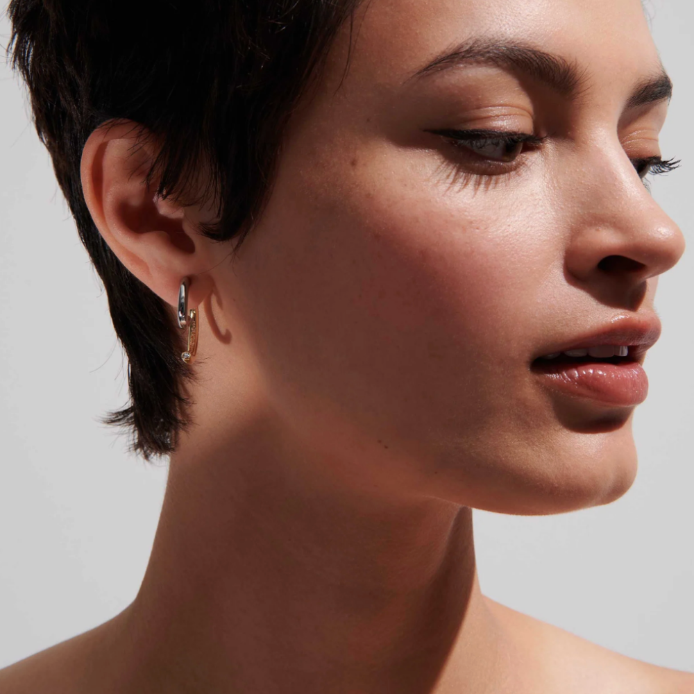 DeMarson Mini Luna Two Tone Earrings