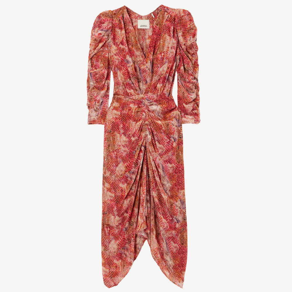 Isabel Marant Nemil Dress - Red Devoré Velvet