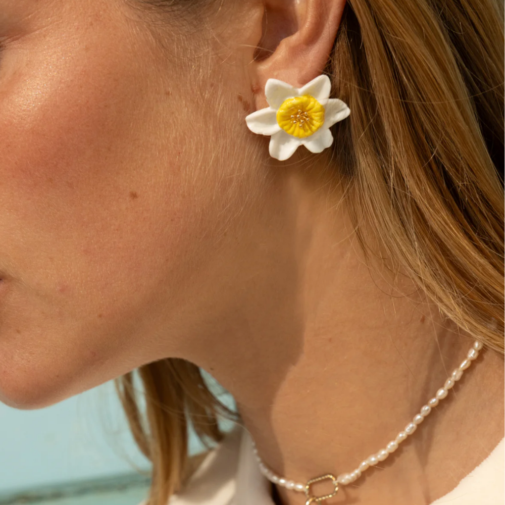 Nach Daffodil Flower Stud Earrings
