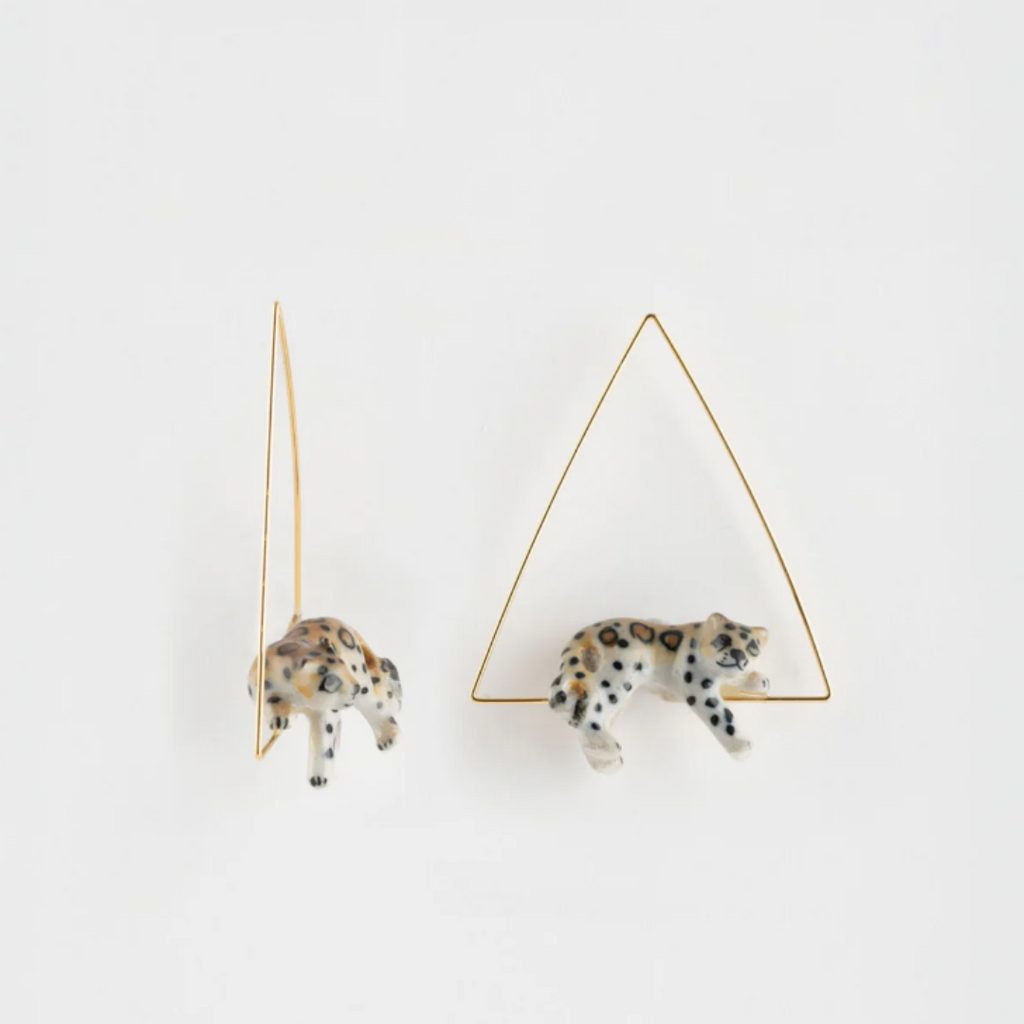 Nach Lying Leopard Triangle Earrings