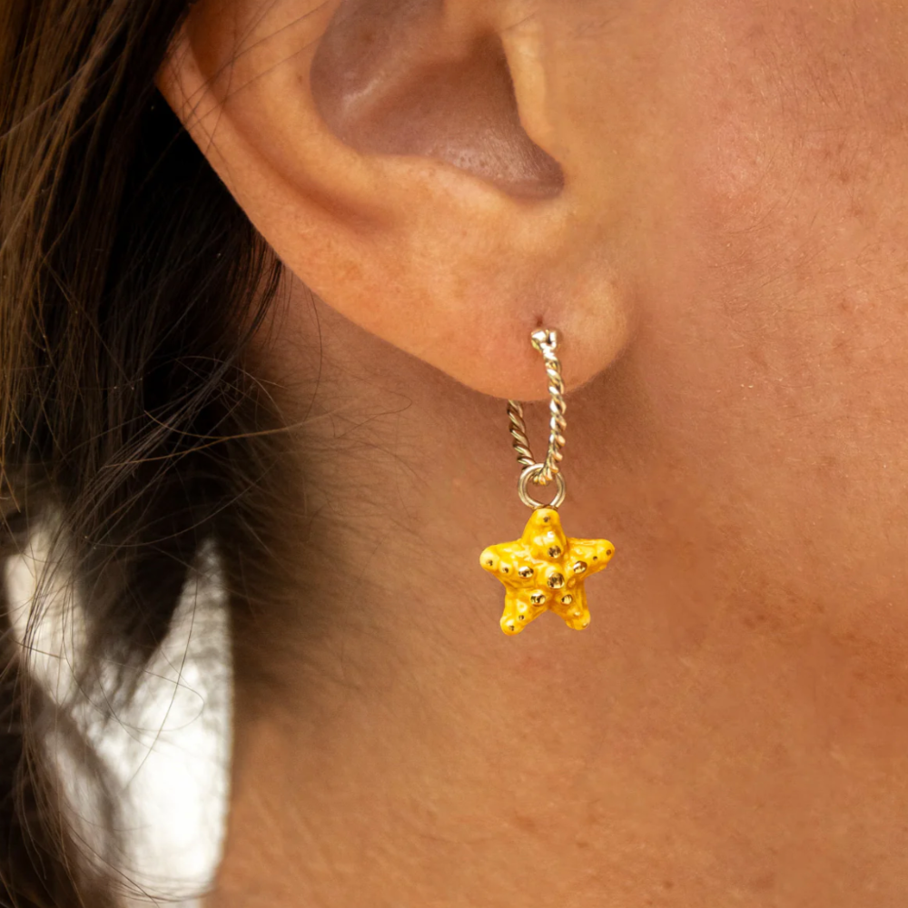 Nach Mini Yellow Starfish Hoop Earrings