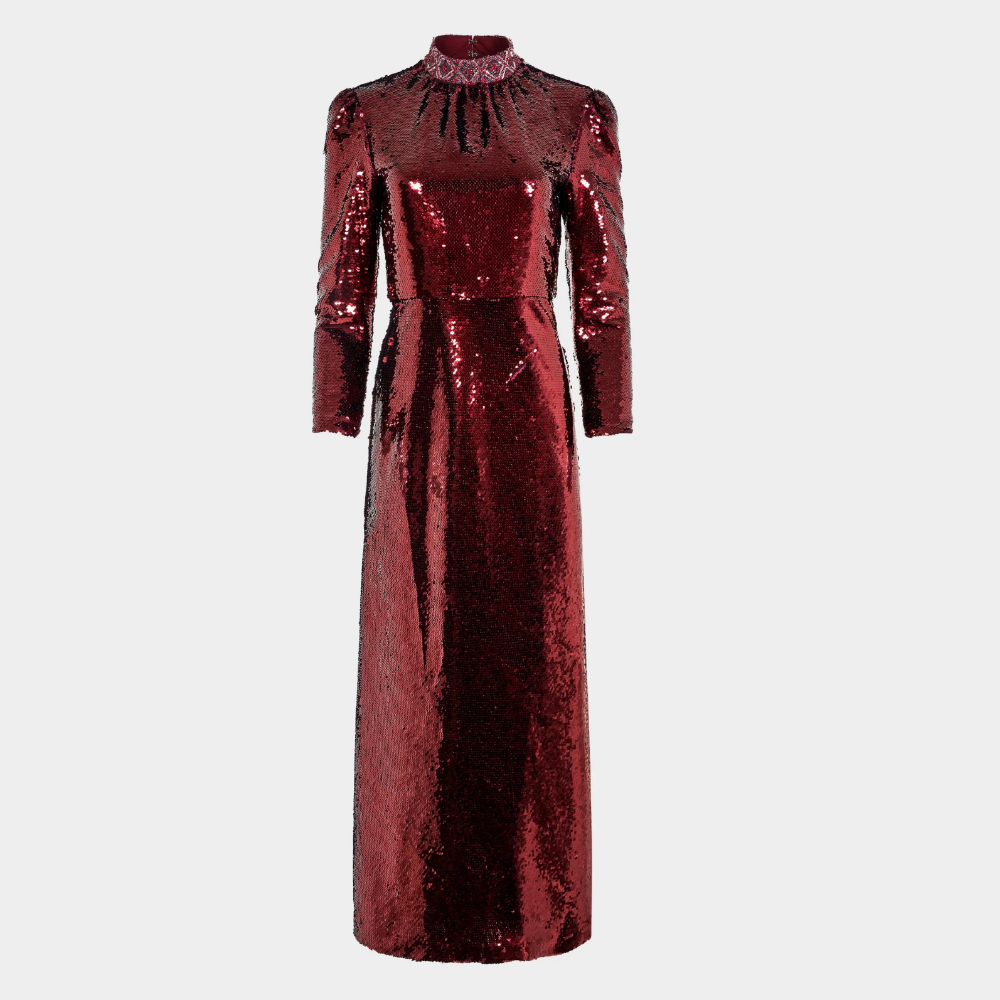 Saloni Jena Dress - Deep Garnet