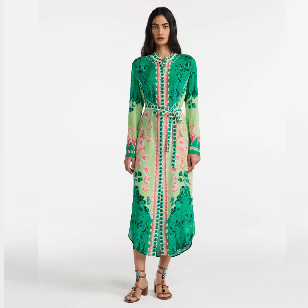 Saloni Molly D Dress - Floral Terrazzo