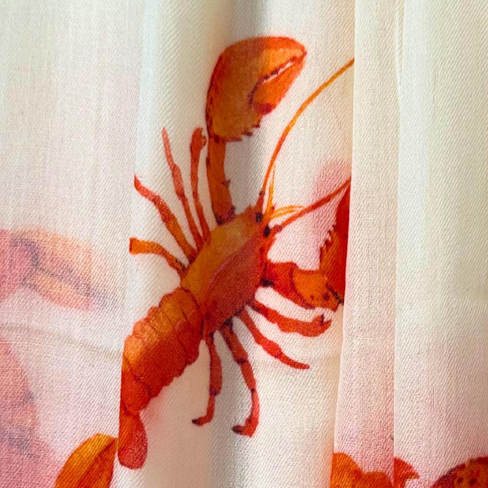 Simone Bruns Crab & Lobster Scarf - Off White
