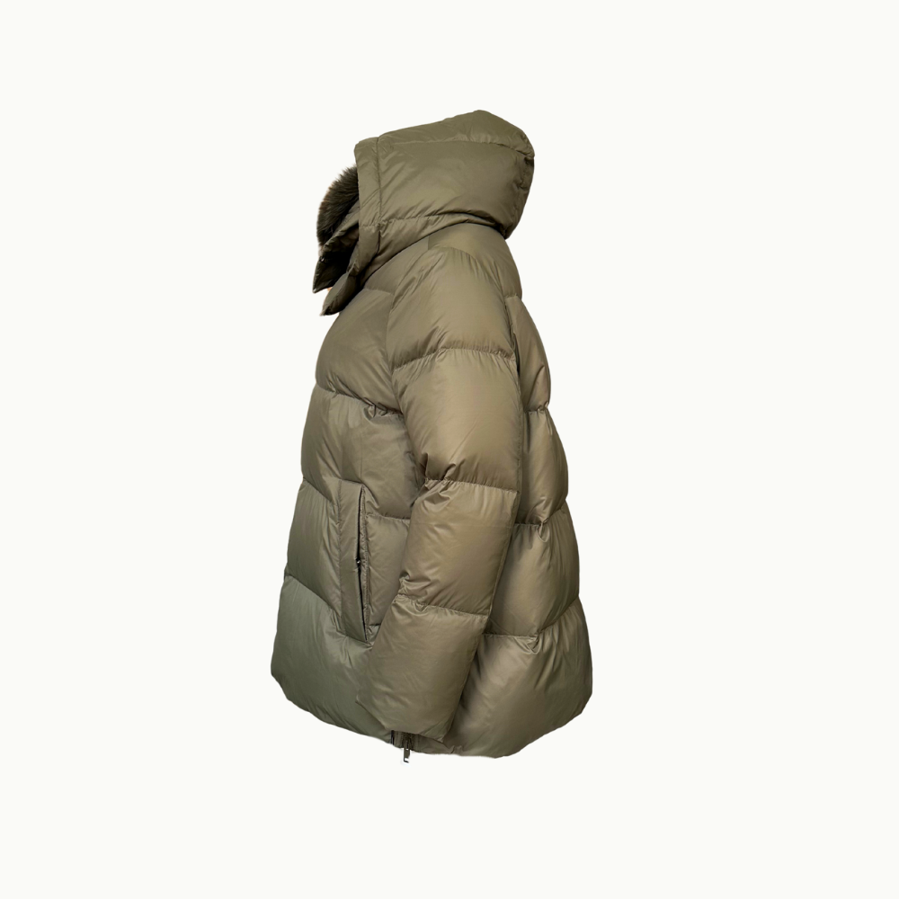 Yves Salomon A-line Down Coat - Herbal Tea