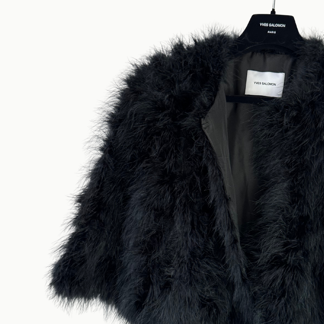 Yves Salomon Feather Cape - Black