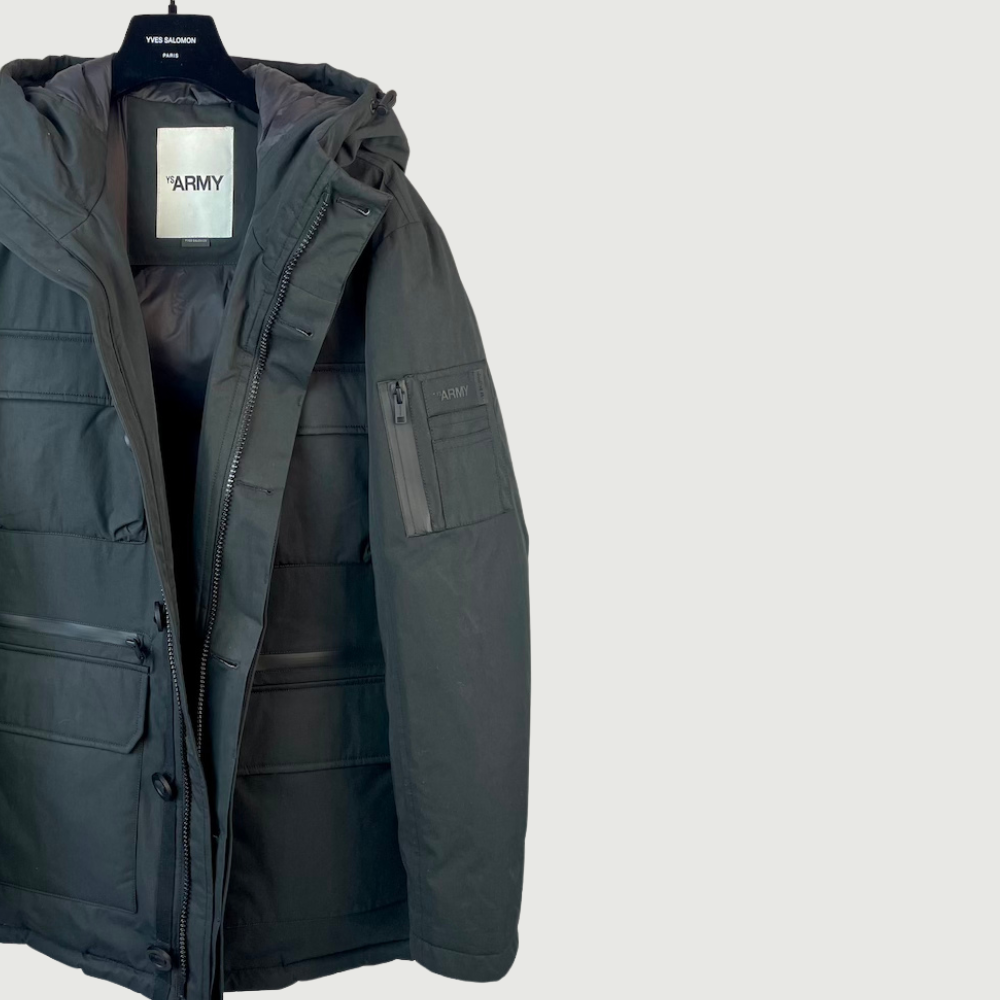 Yves Salomon Mens Bachette Coat - Noir
