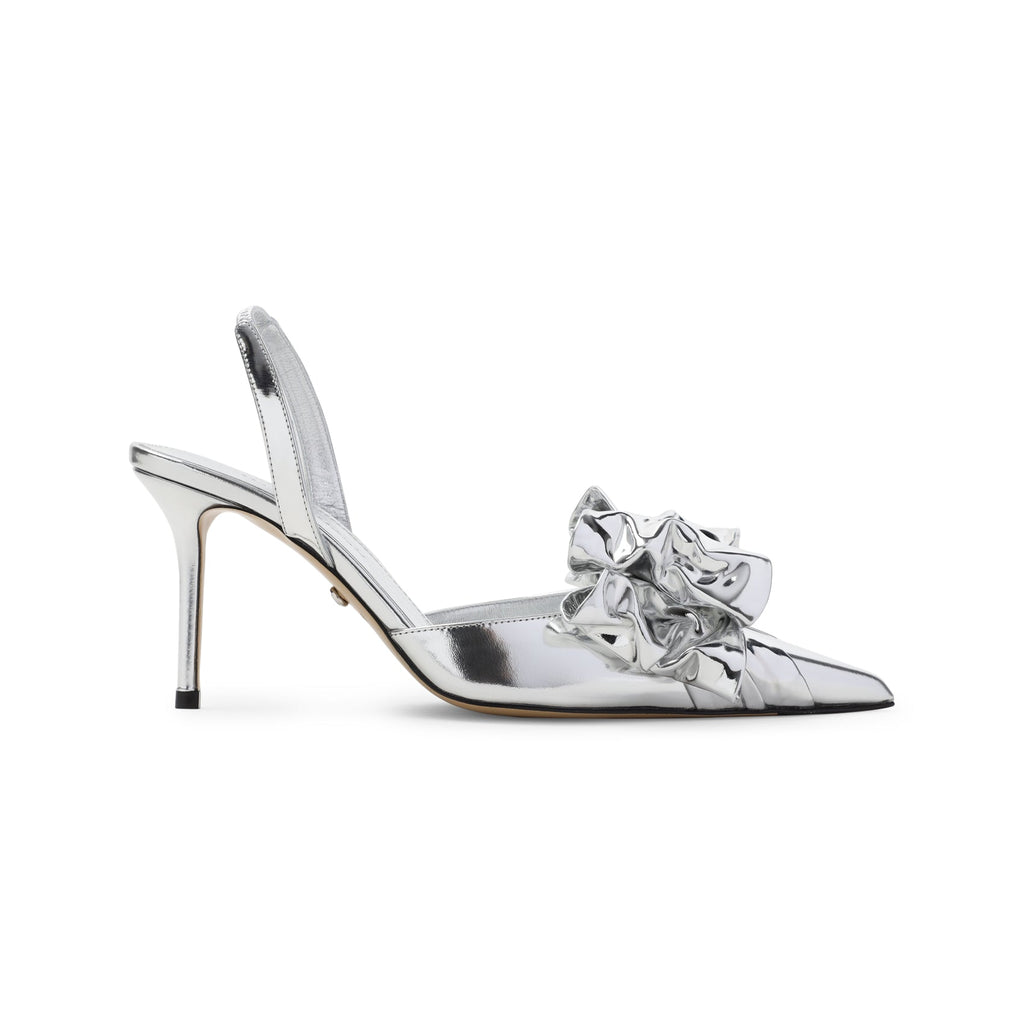 Le Cadeau Silver Wrapped Leather Pumps