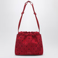 Romy perforated red suede pouch