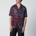 Burgundy shirt with Archive Rose print