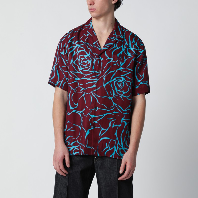 Burgundy shirt with Archive Rose print