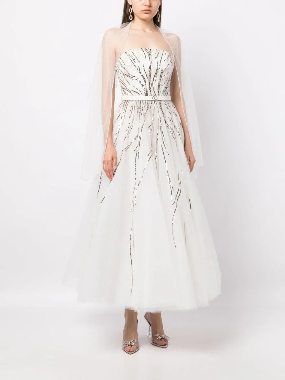 MIDI BEADED TULLE DRESS
